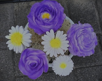 Handmade flowers made of casting powder – airbrush painted on stem – decorative flowers unique