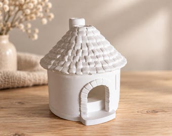 Casting clay incense house | Handmade fragrance house for incense cones | Scandinavian winter decoration