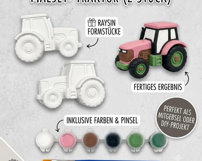 Featured listing image: Tractor Craft Kit for Kids – Party Favor / DIY Casting Set (Raysin) – Creative Activity & Gift Idea for Children's Birthdays