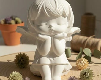 Raysin Angel Rabbit Decorative Figurine, Venus Decoration Gift for Christening, Birth, Shabby Chic, Home Decor, Handmade with Love