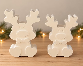 Christmas decorations: reindeer set | Two white decorative figures made of Venus arm | Gift for the Advent season