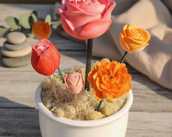 Handmade flowers made of casting powder – airbrush painted on stem – decorative flowers unique