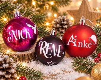 Personalized Christmas ornament with name – Christmas tree ornament made to order | Choice of color, design & font | Christmas gift