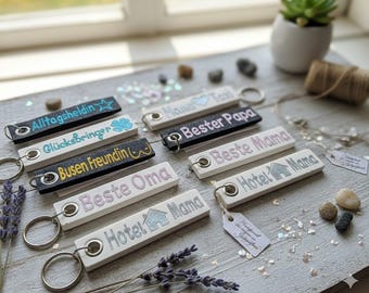 Handmade felt keychains – 13 cm – personalized sayings & gift ideas for mom, dad, grandma, grandpa and friends