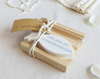 First Communion Gift for Boys and Girls | Personalized Decorative Fish Made of Raysin with Test Tube & Wooden Stand, Modern Communion Money Gift