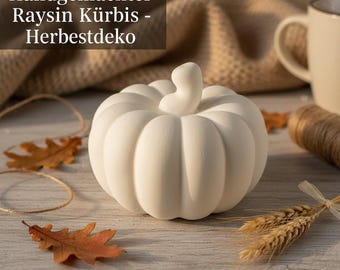 Handmade white pumpkin decoration, Raysin modern autumn decoration, minimalist hygge home decor, autumn gift idea, small pumpkin made from casting powder