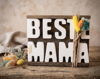 Gift for the Best Mom - Wooden by Raysin | Mother's Day Gift | Decorative Stand - Happiness in the Heart | Handmade Mother's Day Gift