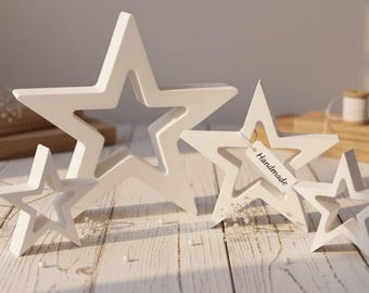 Handmade star set made of Raysin & Venusarm | Decorative sculpture | Modern gift for the home | Christmas decoration | Minimalist design
