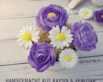 Handmade flowers made of casting powder – airbrush painted on stem – decorative flowers unique