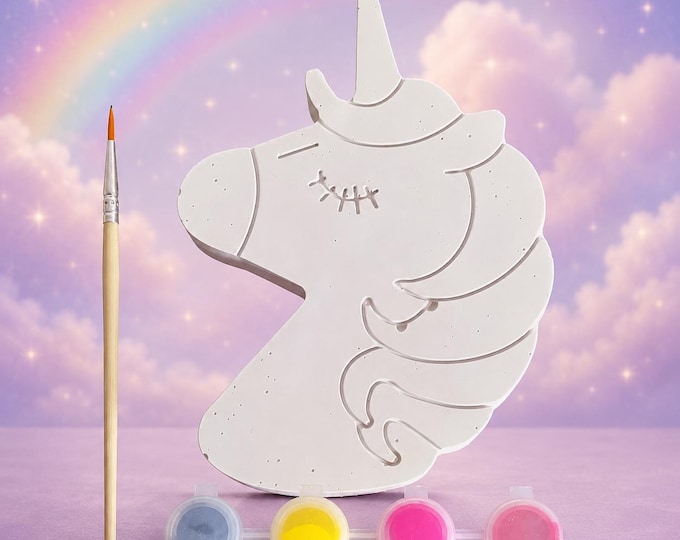 Featured listing image: Unicorn painting set made of casting powder with paints and brush