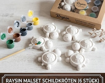 Turtle Casting Painting Set, Raysin DIY Craft Kit for Kids Adults, Creative Gift, Casting Powder  Figures to Paint, Complete Set