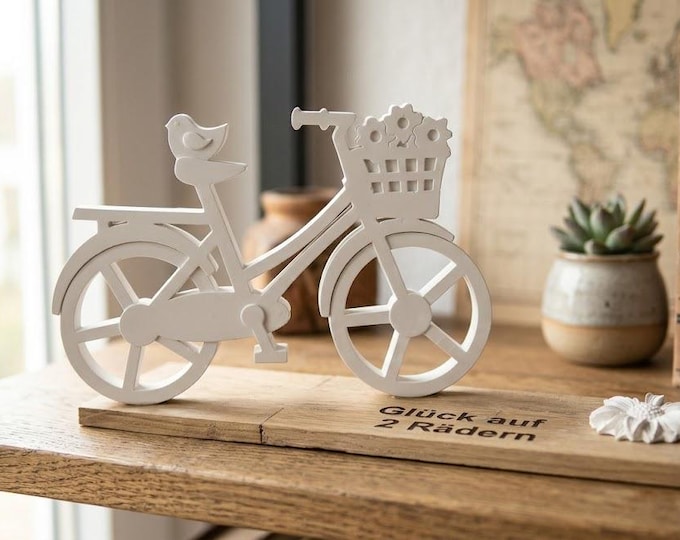 Featured listing image: Gift idea: Bicycle - Happiness on two wheels - Decorative wood & Raysin - Personalized gift idea for cyclists, housewarming, birthday, handmade unique item