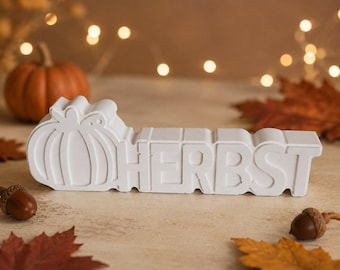 AUTUMN lettering with pumpkin made of casting powder – 17 × 5.5 cm