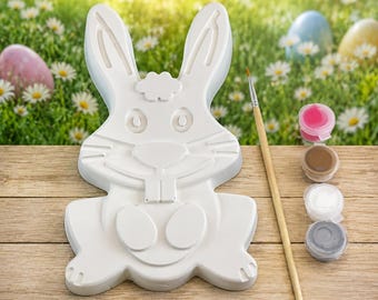 Easter bunny painting set made of casting powder with paints and brush