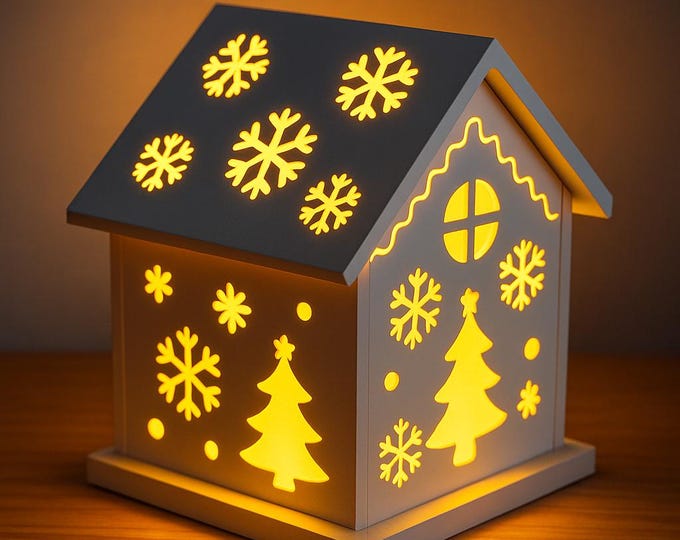 Featured listing image: Christmas house LED decoration light – light house made of cast powder (similar to Raysin), illuminated decorative house Christmas, winter decoration, gift idea