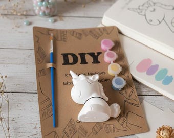 DIY Unicorn Craft Kit from KeraFun – Creative Painting Kit with Plaster Figure, Paints & Brushes – Gift Idea for Children and Unicorn Fans