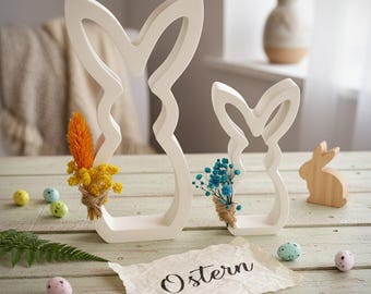 Easter bunny decorations from Raysin – Minimalist bunny set with dried flowers, handmade Easter gift for a cozy home