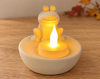 Frog tealight holder with LED light | Lucky frog made of Venus arm in white | Small gift idea
