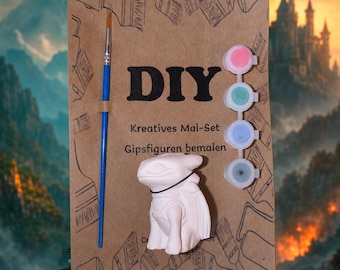 Dragon painting set with 6.5 cm figure, 4 acrylic paints and brushes