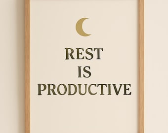 Rest is Productive Wall Art – Minimalist Typography Poster (Digital Download)
