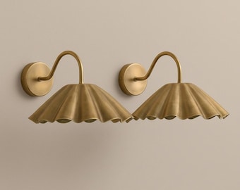 Handmade Brass Fluted Umbrella Wall Sconce - Mid-Century Modern Light