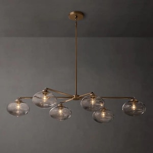 Lámpara de araña vintage de latón de los años 50, lámpara colgante Sputnik de seis luces de mediados de siglo