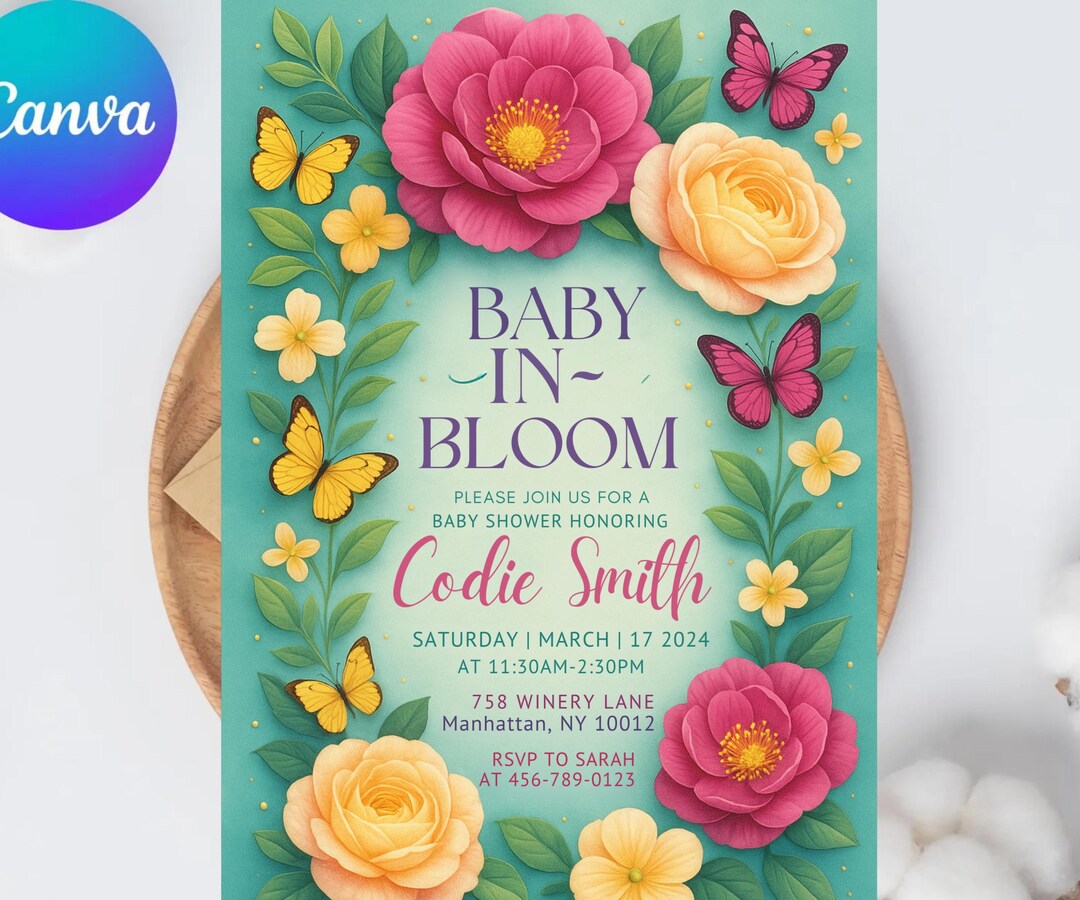 Spring Invitations Bloom Floral Baby Shower Invitation | Baby in Bloom, Spring Garden (digital ...