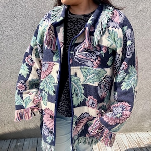 Upcycled Handmade Floral Tapestry Blanket Coat