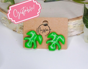 Green Monstera Earrings - Plant Lover Gift for Women - Crazy Plant Lady Gifts