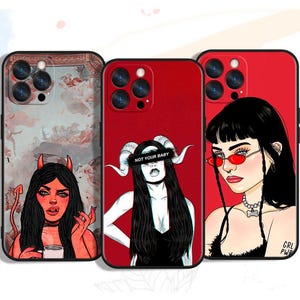 Devil Woman Gothic Glamour Protective Phone Cases for iPhone, Samsung & Google Pixel - Unique Art Designs