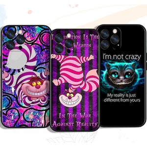 Aangepaste cartoon Cheshire Cat-telefoonhoesjes voor iPhone, Samsung en Google Pixel – unieke kunstontwerpen