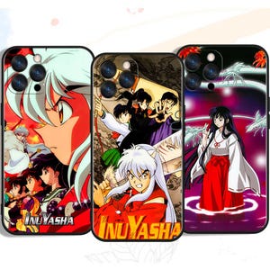Peut inclure: Trois coques de téléphone avec des personnages de l'anime Inuyasha. Les coques présentent des illustrations vibrantes de personnages dans des poses dynamiques, avec le logo Inuyasha. Les coques sont conçues pour s'adapter à un smartphone.