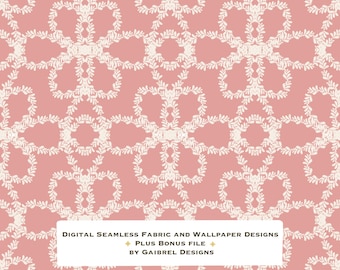 Fabric and Wallpaper Digital Download Botanical Bow Seamless Pattern: Coral Fabric & Wallpaper (Digital Download)