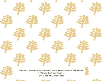 Fabric and Wallpaper Digital Download Mustard Floral Block Print – Seamless Fabric Wallpaper Pattern (Digital Download)