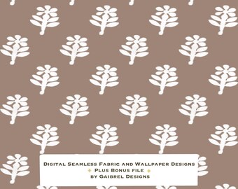 Fabric and Wallpaper Digital Download Block Print Flower Pattern: Seamless Floral Fabric & Wallpaper (Digital Download)