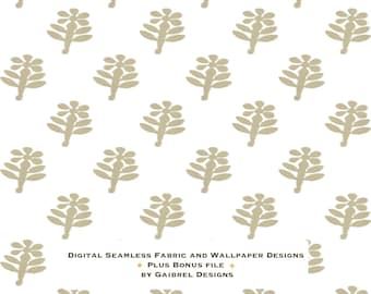 Fabric and Wallpaper Digital Download Floral Block Print Seamless Pattern: Green Fabric, Wallpaper (Digital Download)