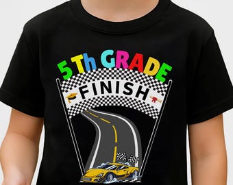 Camiseta de graduación de 5.º grado: Camiseta de meta con temática de carreras