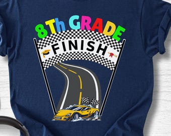 Camiseta de graduación de octavo grado: Camiseta de meta de coche de carreras