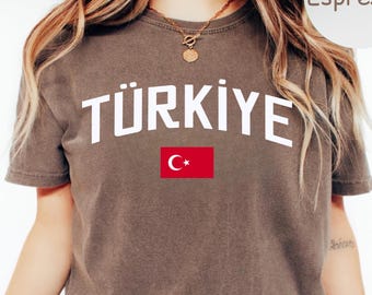 Camiseta con la bandera de Turquía, Comfort Colors Turquía Ay Yildiz Regalo de recuerdo patrimonial, Camiseta patriótica turca para hombre y mujer