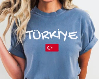 Camiseta con la bandera turca, Comfort Colors Turkiye Ay Yildiz Heritage Gift, Camiseta patriótica turca para hombres y mujeres