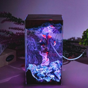 Handmade N.igh.tcr.aw.ler Resin Lamp – Hero Jump Diorama Light | Custom Wood & Resin Display for Superhero Collectors and Comic Fans