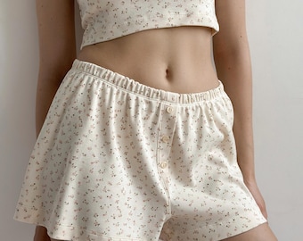 Cotton Sleepwear Ribbed Pajama Shorts For Women Homewear For Everyday Organic Clothing Gift For Bestie Lounge And Sleepwear Pajama Bottoms