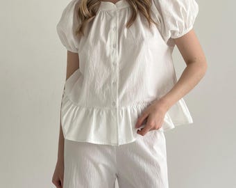 Cotton Lounge Set: Lightweight Summer Trousers for Womens Comfy Boho Loungewear