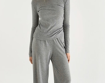 Women’s Organic Cotton Pointelle Pajama Set: Soft Long-Sleeve Lounge And Sleepwear