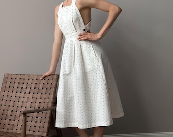 Polka Dot Print Cotton Sundress - Organic Summer Lounge Dress