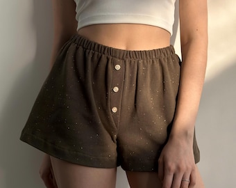 Cotton Pajama Shorts: Women's Lounge Sleepwear with Buttons