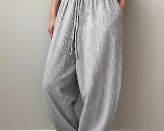 Muslin Cotton Lounge Pants: Soft Pajama Bottoms for Women's Sleepwear