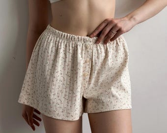 Cotton Sleepwear Ribbed Pajama Shorts For Women Homewear For Everyday Organic Clothing Gift For Bestie Lounge And Sleepwear Pajama Bottoms