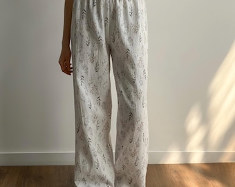Pyjama Böden Hose Musselin Hose Frauen Bio Baumwolle Pyjamas Damen Nachtwäsche BFF Geschenk Cottagecore Pyjamas Weiche Baumwolle Kleidung Nachtwäsche
