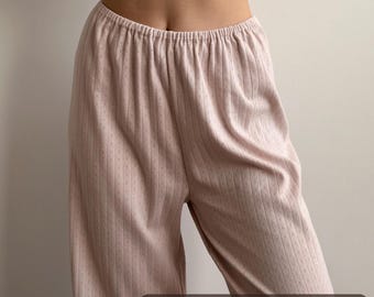 Pantalones de pijama anchos de algodón orgánico - Ropa de estar por casa ligera y acanalada